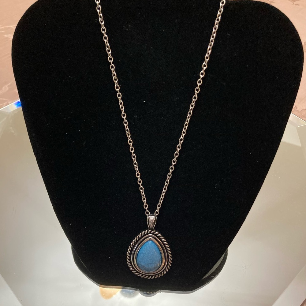 Turquoise 2” Stone with 14” Chain